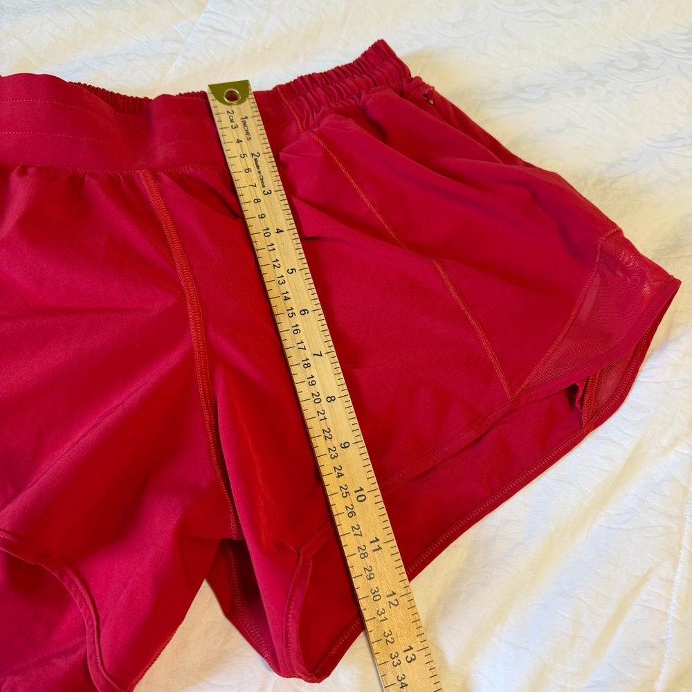 lululemon Red speed up running shorts built in liner SZ 10 hottie hot - Picture 6 of 9